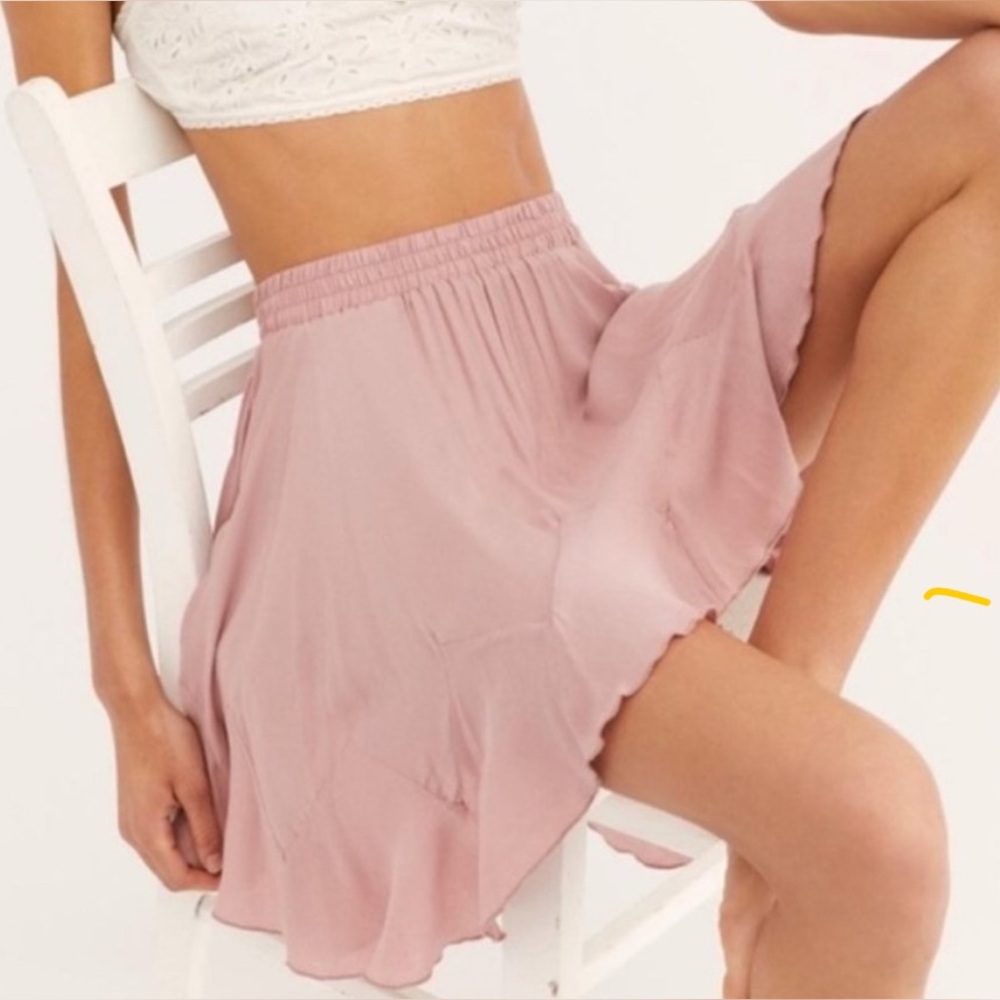 Free People Easy Does It Half Slip Skirt in Pink Heartwood